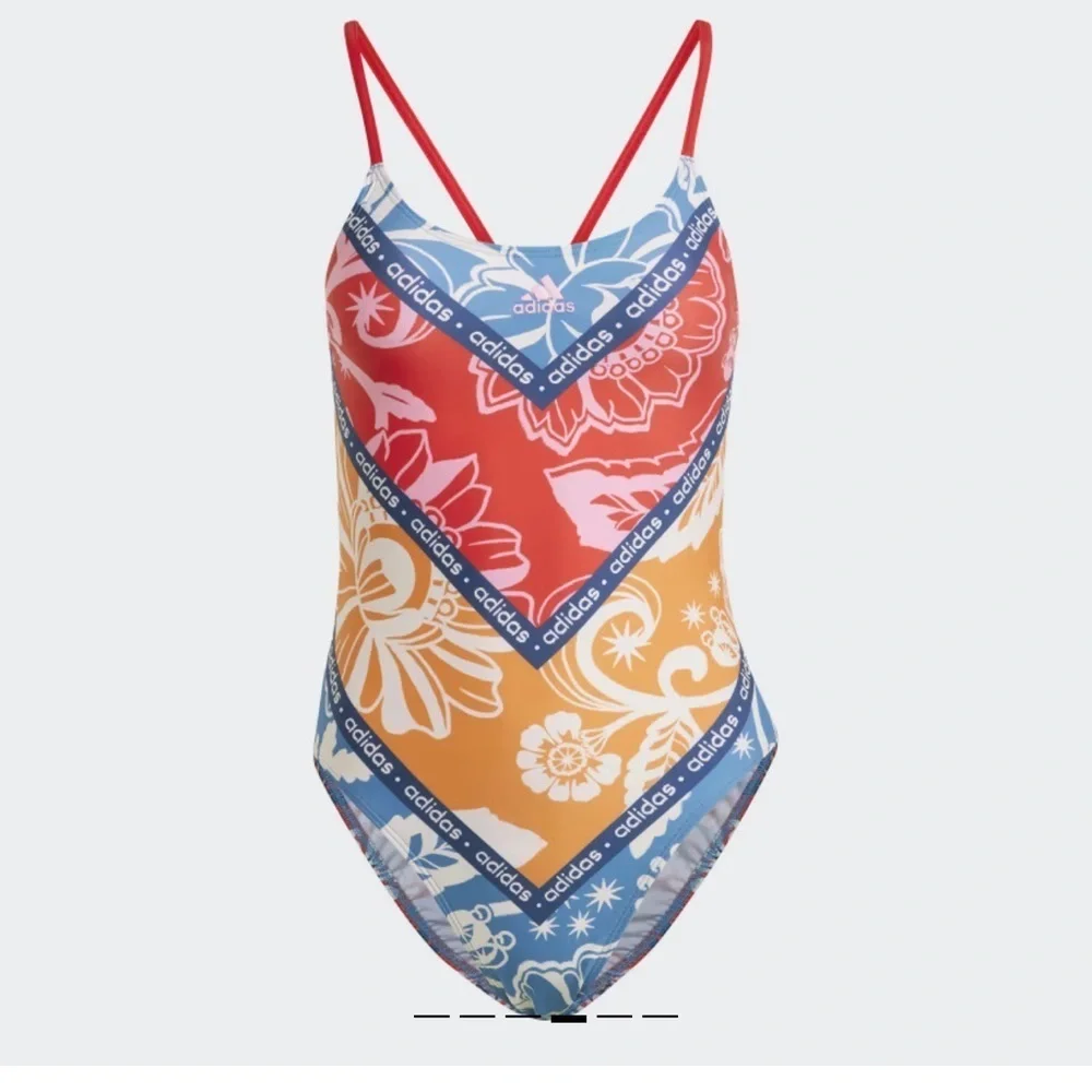 Adidas x Farm Rio Multiclor floral cross back One Piece Bathing Suit Size 12
